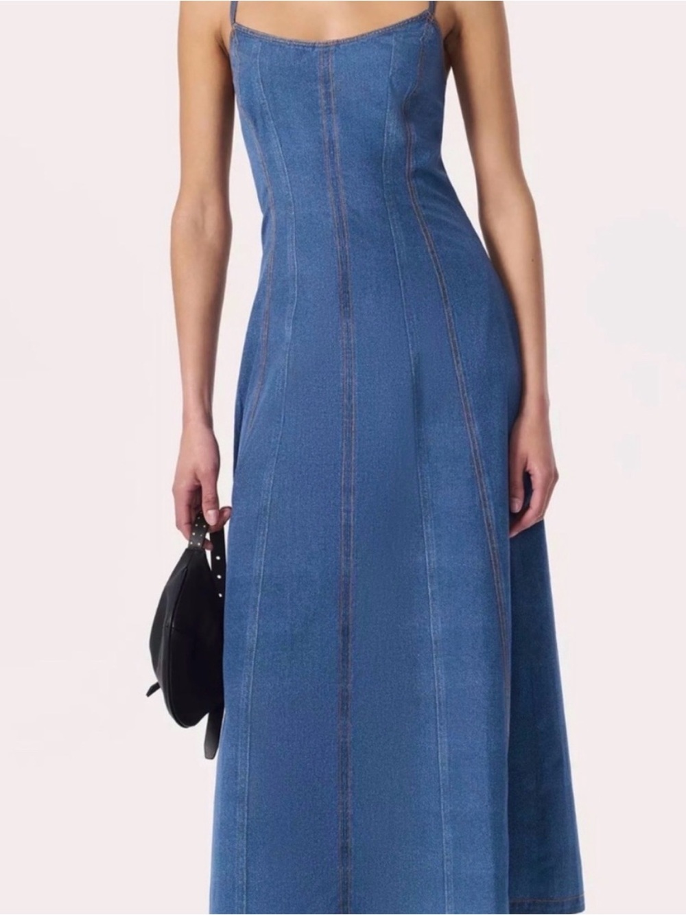 rag & bone Blue Denim Midi Dress with Spaghetti Straps Miramar 2